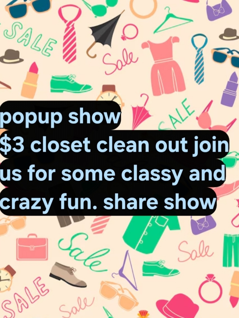 Popup Show Graphic - Beige Background with Colorful Fashion Icons